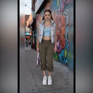 Guess‎ Y2K Gorpcore Cargo Pants Size 31 Wide Leg Utility Streetwear